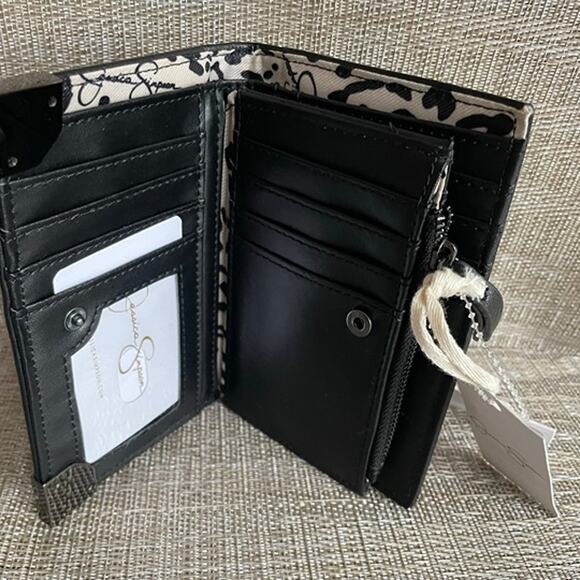 Brand New Jessica Simpson Small Coin Zip Around Wallet Black - Picture 4 of 7